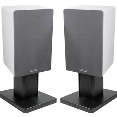 (2) Rockville RockShelf 64W White 6.5" Home Bookshelf Speakers+8" Speaker Stands image 1