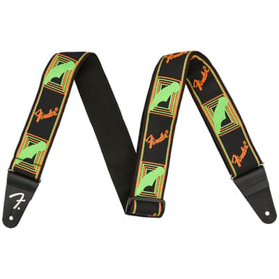 Fender Neon Monogrammed Strap Neon Green/Neon Orange image 1