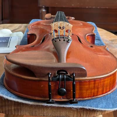 Revived Vintage French Workshop Fiddle A. Dubel Labeled 4/4 Violin Strad Copy Ca. 1920s w/ Old Case and New Brazilwood Bow image 3