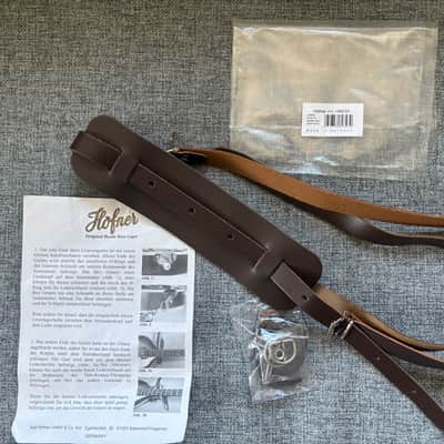Hofner Original Leather Violin Bass Strap 2020 - Brown leather image 2
