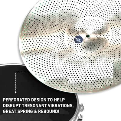 Rhythm Bytes Low Volume Cymbal Pack with Drum Silencer Pads, 13pcs, Cymbals Set - 14"/16"/18"/20", Drum Mute Pads - 8"/10"/12"/13"/14"/16", 1 Bass Mute, 1 Snare Wire Mute, Silver image 3