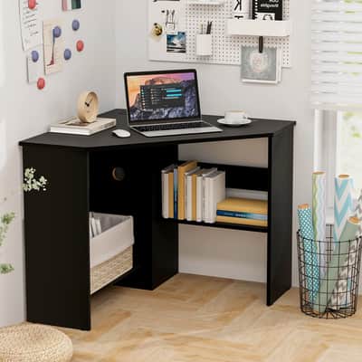 Triangle Music Production Desk – Corner Studio Workstation with Storage Shelf image 3