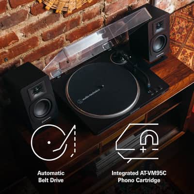 Audio-Technica Fully Automatic Belt-Drive Turntable, Black/Bronze + Studio Monitors, Pair image 8