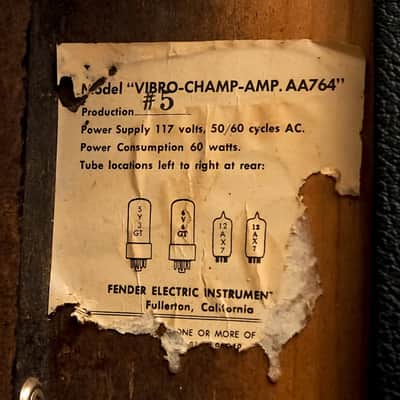 1965 Fender Vibro Champ Vintage Black Panel Tube Amp 1x8, Class A, FEIC image 8