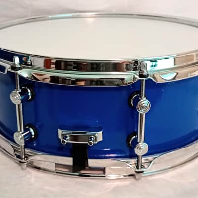 MARTIAL PERCUSSION (SEE VIDEO SAMPLE)CUSTOM HANDCRAFTED UTILITY SNARE DRUM 2024 - BLUE ON BLACK (ORANGE PEEL EXTERIOR LACQUER) image 4
