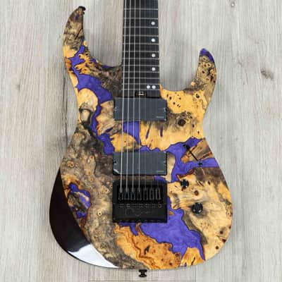 Legator Ninja X7 7-String Guitar, Buckeye Burl Top, EverTune Bridge, Royal Purple image 2