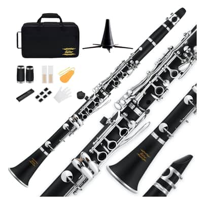ECL-300 Bb Concert Clarinet – Beginner to Intermediate Student Set with Case, 3 Reeds & Accessories – Boehm 17-Key Nickel-Plated image 4