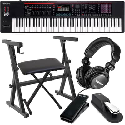 Roland Fantom-07 76-Key Keyboard, Stand, Bench, Sustain, Expression Pedal, Tascam TH02 Bundle