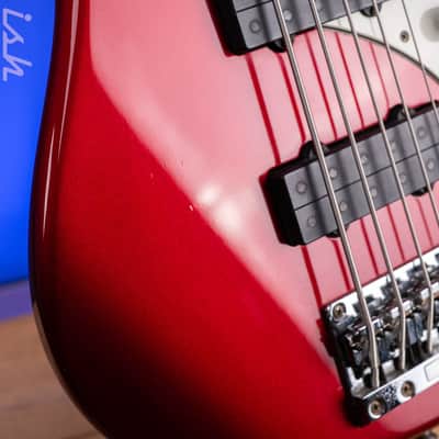 1997 Fender Roscoe Beck V Bass Candy Apple Red image 7