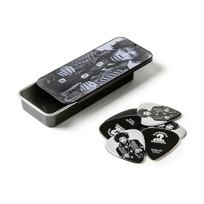 Dunlop JHCT14H Jimi Hendrix Collector Series Gered Mankowitz Guitar Pick Tin (6-Pack) image 1
