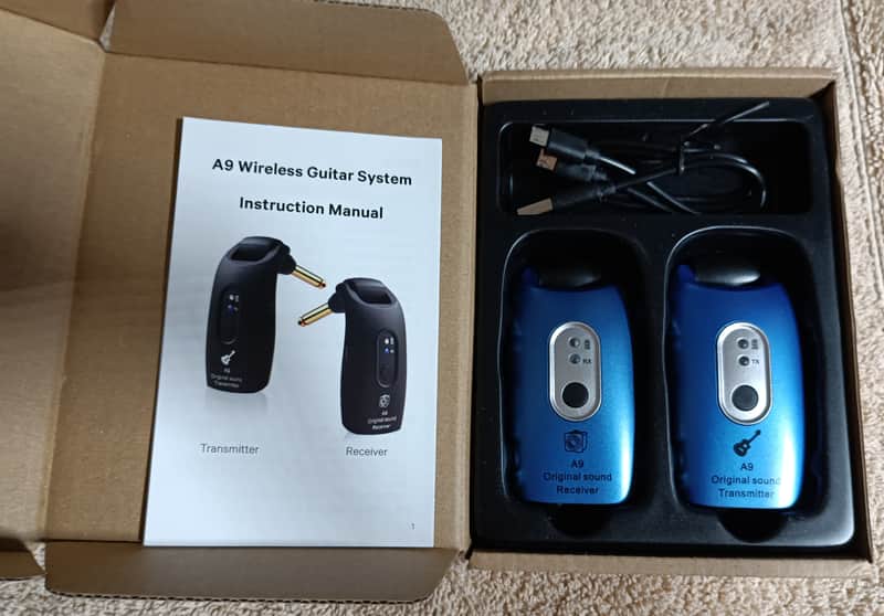 WENTELMUSIC A9 Wireless Guitar System  Transmitter Receiver 2.4GHz (Blue(1TX+1RX)) Bild 1