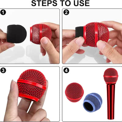 4PCS Beta58A Mesh Microphone Heads, Microphone Head Replacement, Microphone Grille Ball Head With Inner Foam, Beta 58A Steel Wireless Mic Head Cover, Round Microphone Head Grill - Mulitcolor image 5