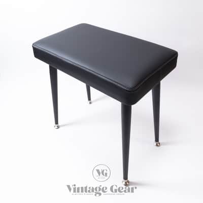 Genuine Leather Wurlitzer 200 series BENCH with Black Legs and Plates - Black image 3