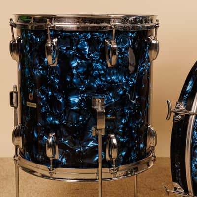 1960s MIJ Blue Diamond Pearl Drum Set 14x20 8x12 14x14 and 5x14 image 4
