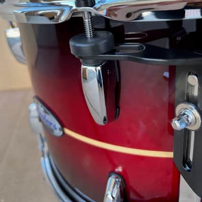Pearl Masters Maple Complete 13"x9" Rack Tom W/ Super Hoop & Optimount - Red Burst Stripe image 8