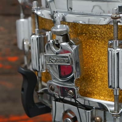 Rogers 5x14" Dynasonic Wood Snare Drum - 1960s Gold Sparkle Pearl image 6