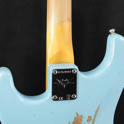 Mint Fender Custom Shop '62 Strat Relic with Closet Classic Hardware - Faded Aged Daphne Blue image 9