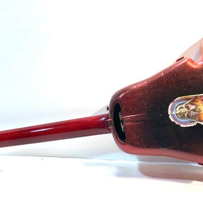 Electric guitar made out of a vintage star wars action figure case because who the hell knows why The Blinged Out Darth Vadercaster 2020 Hot Rod Red Sparkle image 8