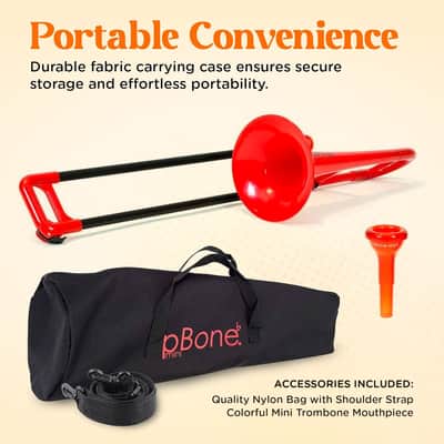 pBone Plastic Kids pBone Mini Trombone - Mouthpiece and Carrying Bag- Lightweight Versatile, Comfortable Ergonomic Grip- Eb Authentic Sound for Student & Beginner- Durable ABS Construction- Blue image 14