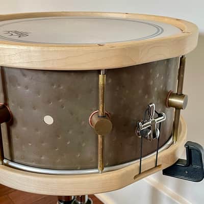 A & F 7x13 Ankh Hand Hammered Bronze Snare 2020s - Natural Patina image 4