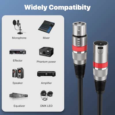 XLR Cable 20ft 4 Pack - Mic Cables Balanced DMX Cable Male to Female | Premium Patch Cables, 3-Pin image 3