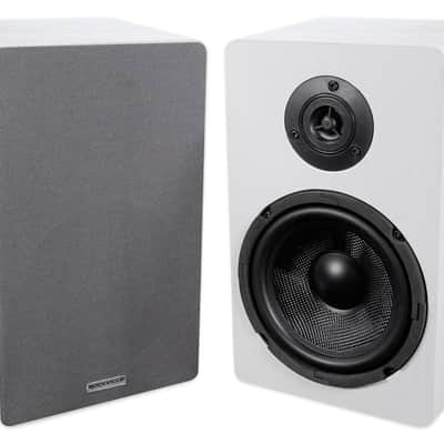 Pair Rockville RockShelf 68W 400w White 6.5" Home Theater Bookshelf Speakers/8 Ohm image 2