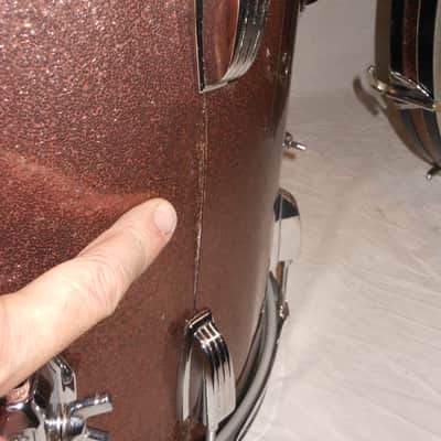 Ludwig Vintage 1966 Burgundy Sparkle Downbeat Drum Set 20".14",12" EXCELLENT!! image 11