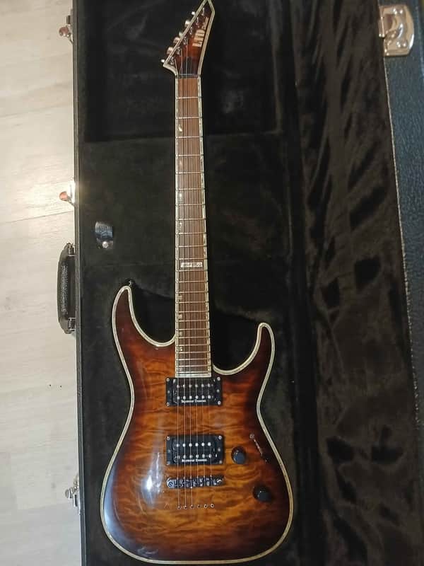 ESP LTD Esp LTD Deluxe 1000NT Dark Brown Sunburst 2000's with Hard Case image 1