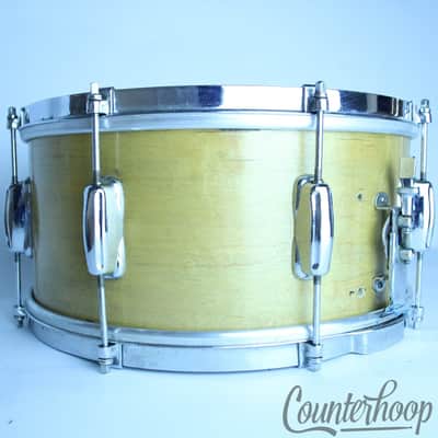 Slingerland 14x7"Snare Drum Natural Maple Student 8Lug Chicago USA 60s COB Brass image 5