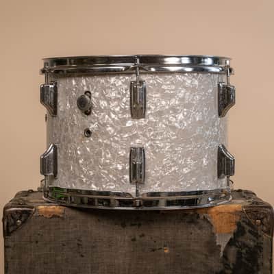 Vintage Rogers White Marine Pearl Drum Set 14x24 9x13 and 16x16 image 8