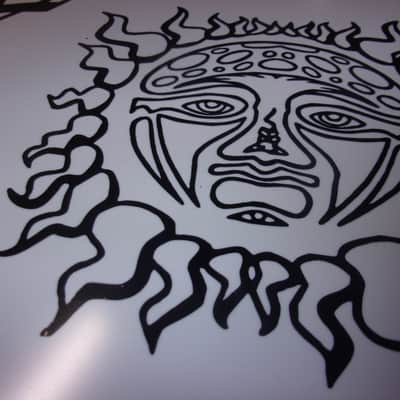 Sublime 3 Decal band name logo black design on a White Big 16" Drum head has lot tiny air bubbles image 6