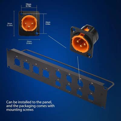 XLR Pass Through Cable, XLR Male Panel Mount to 1/4 inch TRS Connector Adapter, Mic Feed/Pass Thru Converter for Stage Box, Patch Panel, Floor Box 2-Pack 2FT (Male D-Type 6.35) image 2