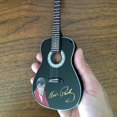 Black Acoustic Guitar Elvis Presley Tribute Miniature Guitar Replica Model image 1