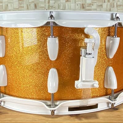 Click Icon 6.5x14 5ply 5+5 Maple Snare Drum Orange Misty Sparkle image 3