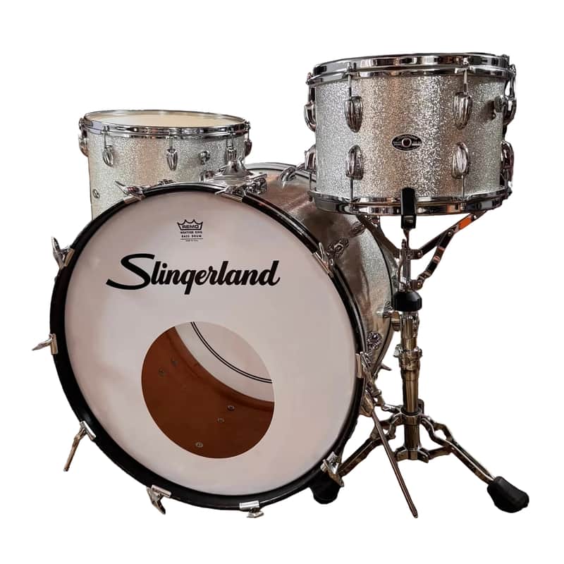 Slingerland Drumset Sparkling Silver Pearl 60`s - Sparkling Silver image 1