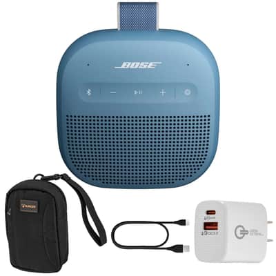 Bose SoundLink Micro 2nd Gen Bluetooth Speaker, Blue Dusk + Case + 20W Wall Charger image 1