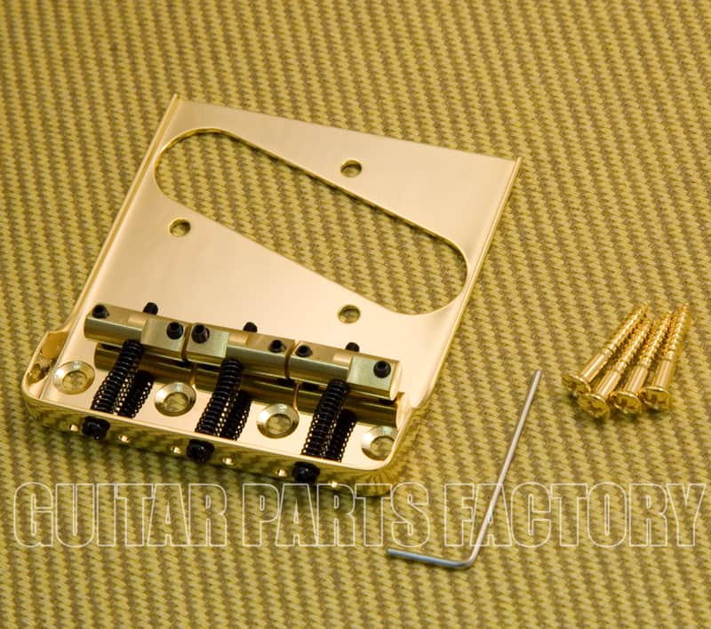 BT005-SS-G Gold Wilkinson Telecaster Tray Bridge No Logo w/ Cut Out Sides image 1