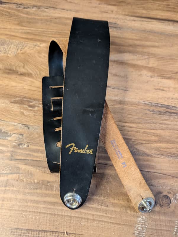 Fender Leather Guitar Strap 2.5" With Locks Black Used image 1