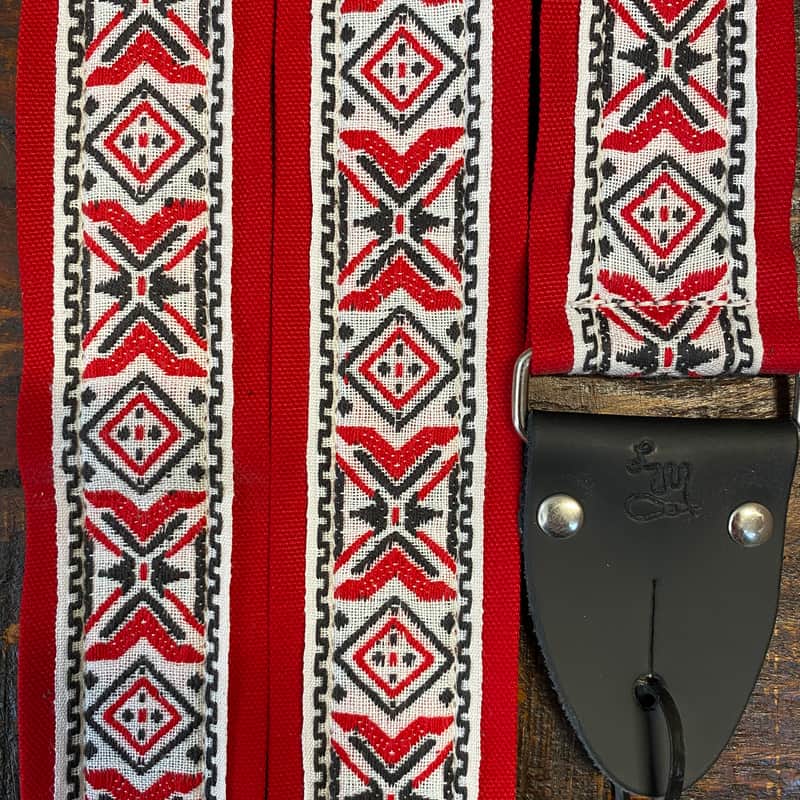 LM 2" Retro Jacquard Weave Guitar Strap - Red - FF-55-R image 1