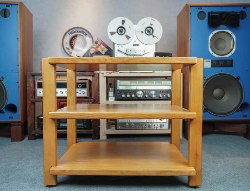 Honey Oak Audio Rack – Solid Wood 3-Tier Hi-Fi Rack – 5-Year Warranty image 1