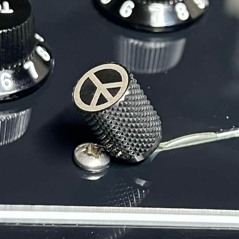 Kinnatone PEACE SIGN Stainless Steel knurled 3 or 5 way Blade style Switch Tip. For Strat or Tele image 1