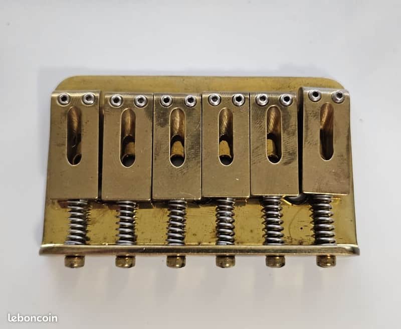 NOS Mighty Mite Hardtail Strat Bridge Solid Brass Plate & Saddles 1980s image 1