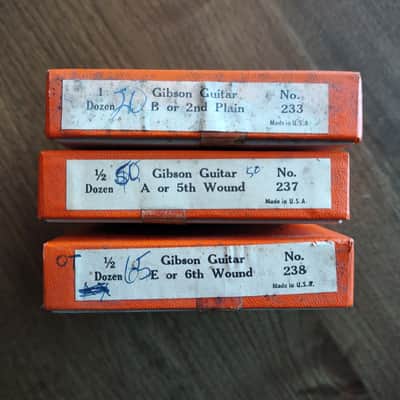 Gibson lot of 3 Vintage Orange box Electric Guitar Strings 1950s/60s imagen 5