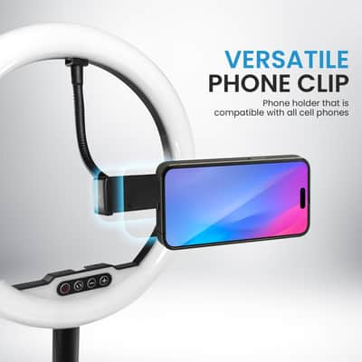 iDance LED Ring Light with Cell Phone Holder, 10", USB Powered with Bluetooth Remote Control and Foldable Adjustable Tripod Stand, Selfie, Makeup Ring Light image 5