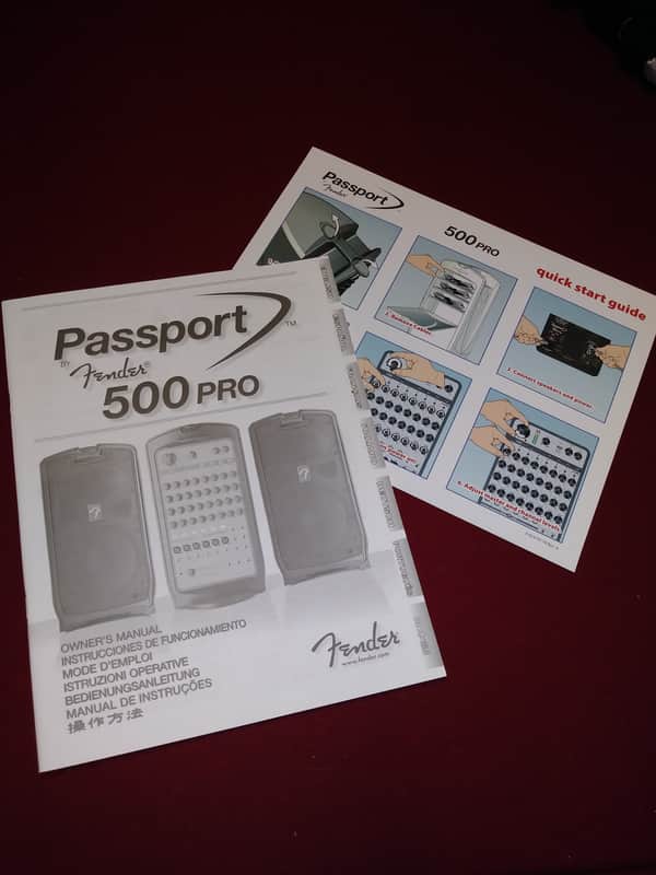 Fender Passport 500 Pro Owner's Manual & Quick Start Guide ~ Free Shipping! image 1