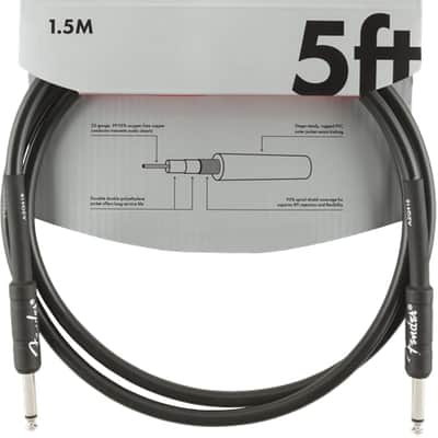 Fender Professional Series Black Guitar/Instrument Cable, Straight, 5' ft