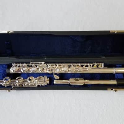 Immagine Professional 17 Open Hole Silver Plated Flute E Key B Foot with Case and Velvet Canvas Bag - 4