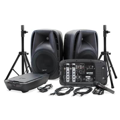 Gemini ES-210MXBLU-ST PA System with 10" Speakers and Stands image 1