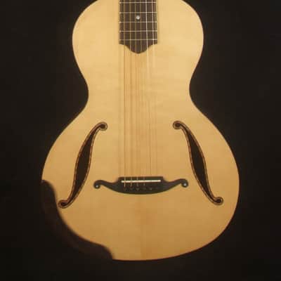 Handcrafted ArchBack Parlor Guitar Thin Body Solid Acacia, Spruce, MOP Inlay, Soft-bag, Bruce Wei PG-4295 image 2