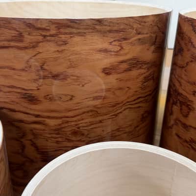 BUBINGA exotic wood and Maple 5 pcs shell set - 5 ply core shells - Clear gloss polished BEST OFFERS ACCEPTED! image 3